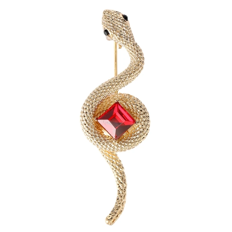 Retro Snake Brooch with Rhinestones Unisex Alloy Crystal Lapel Pin Simulation Animal Breastpin for Party or Daily Wear