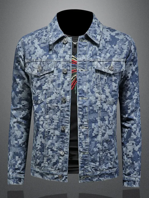 

Повседневная мужская джинсовая куртка с вышивкой, приталенного кроя, весна-осень, новая корейская модная брендовая куртка-топ с длинными рукавами и застежкой на пуговицах