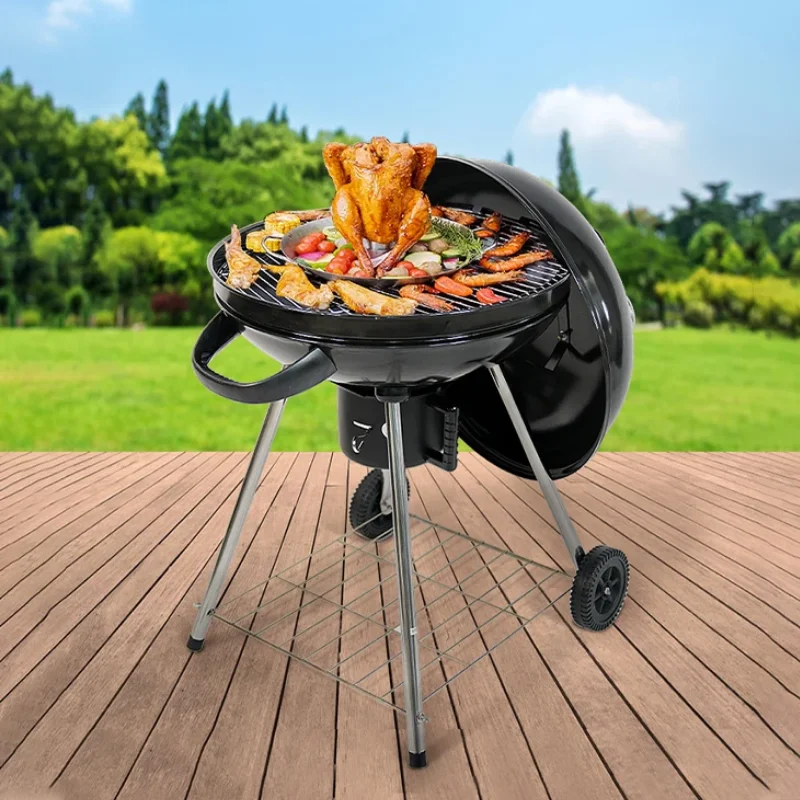 Household Outdoor Barbecue Stove Portable Grill 18.5 Inch Apple Charcoal Push-Pull Barbecue Stove Efficient