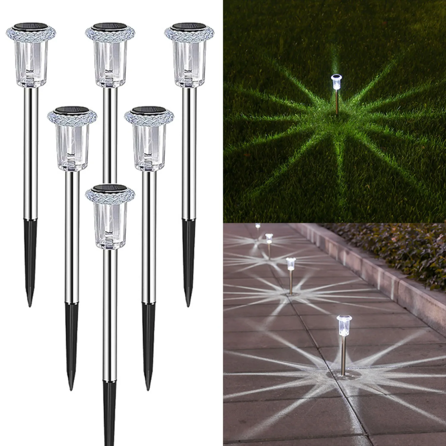 

Solar Outdoor Lights,Waterproof Stainless Steel Solar Stake Lights for Pathway Garden Yard Path Walkway Driveway Lawn Decor