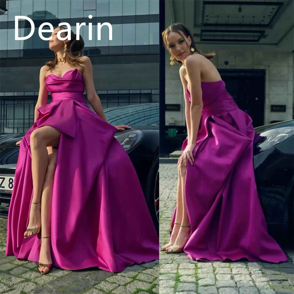 

Customized Evening Gown Prom Women Dearin Strapless A-line Hi-Lo Length Skirts Sleeveless Bespoke Occasion Dresses Formal Dress