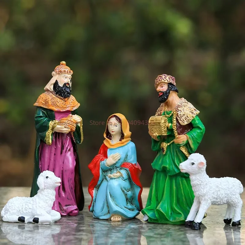 

Nativity Christmas Figurines Resin 11 Pieces Nativity Tabletop Scenes Nativity Scene Sets Manger Religious Figurine Holy Gift