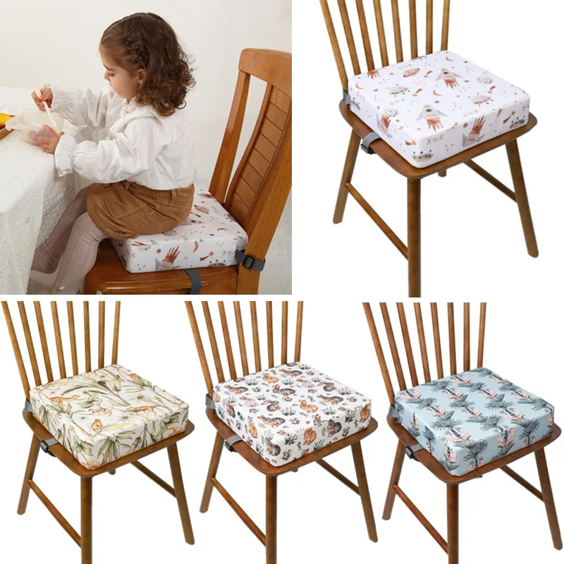 Thicken Sponge Baby Highchair Seat Cushion Detachable Anti-slip Children Dining Chair Booster Cushion with Adjustable Seat Belt