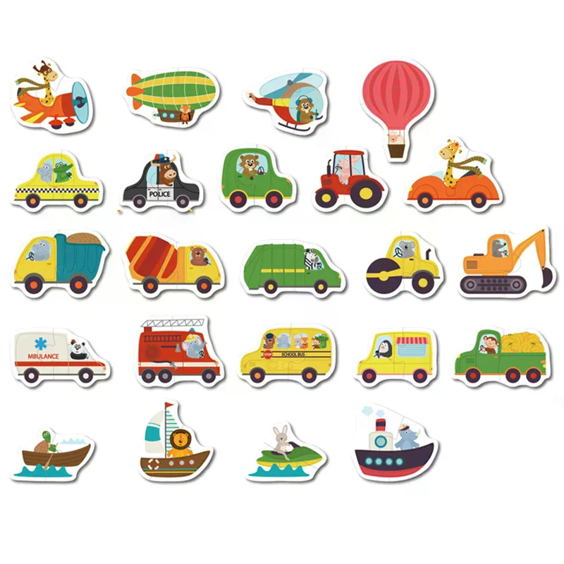 Zabawki dla dzieci, drewniane puzzle, gra edukacyjna, wczesna nauka, poznawcze, zwierzęta, owoce, transport, zabawki edukacyjne