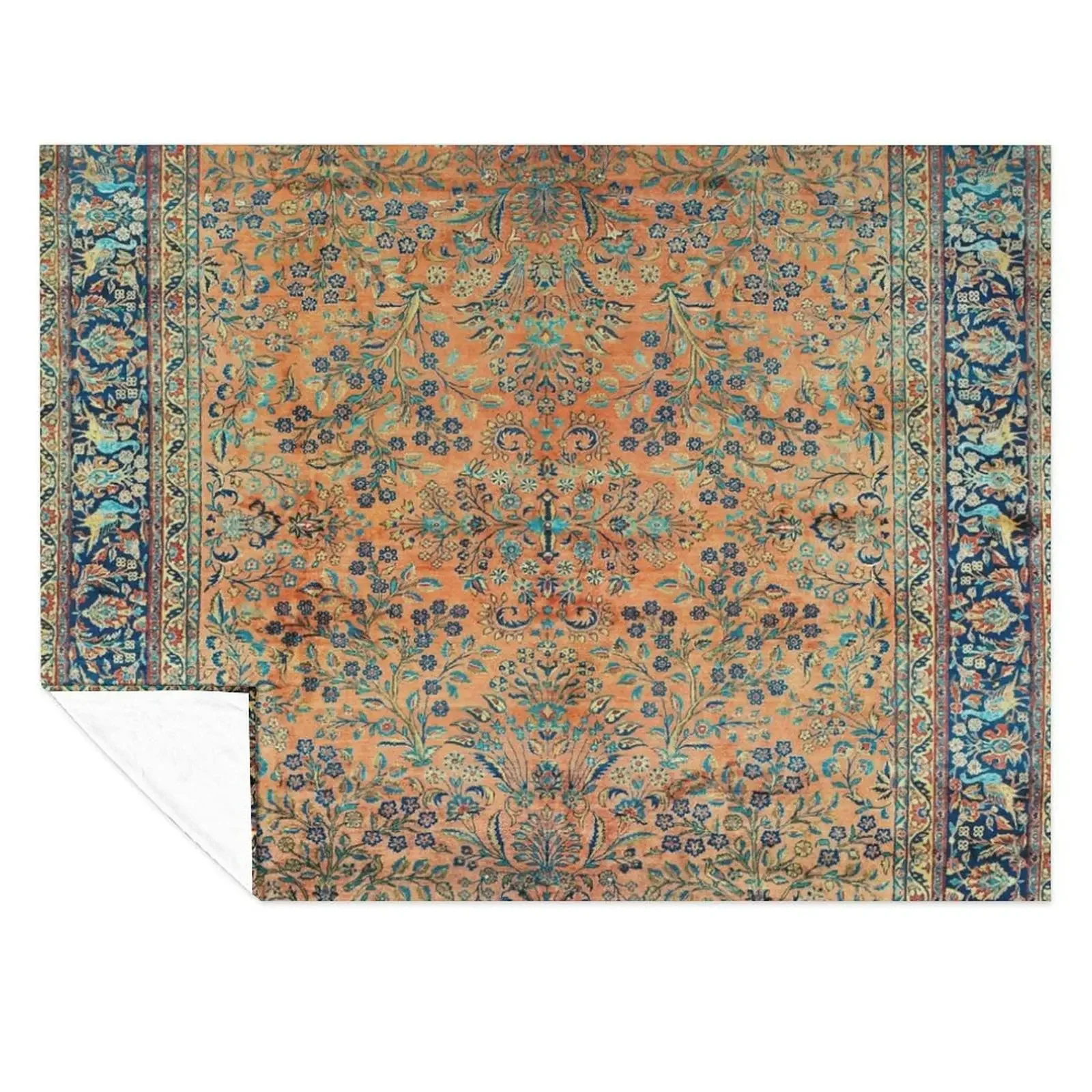 

Manchester Kashan Floral Persian Carpet Print Throw Blanket Decorative Sofa for babies Luxury St Blankets For Bed Blankets