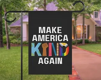 Make America Kind Again Flag Banned Books BLM LGBT Climate Rights RRM IIX SSL