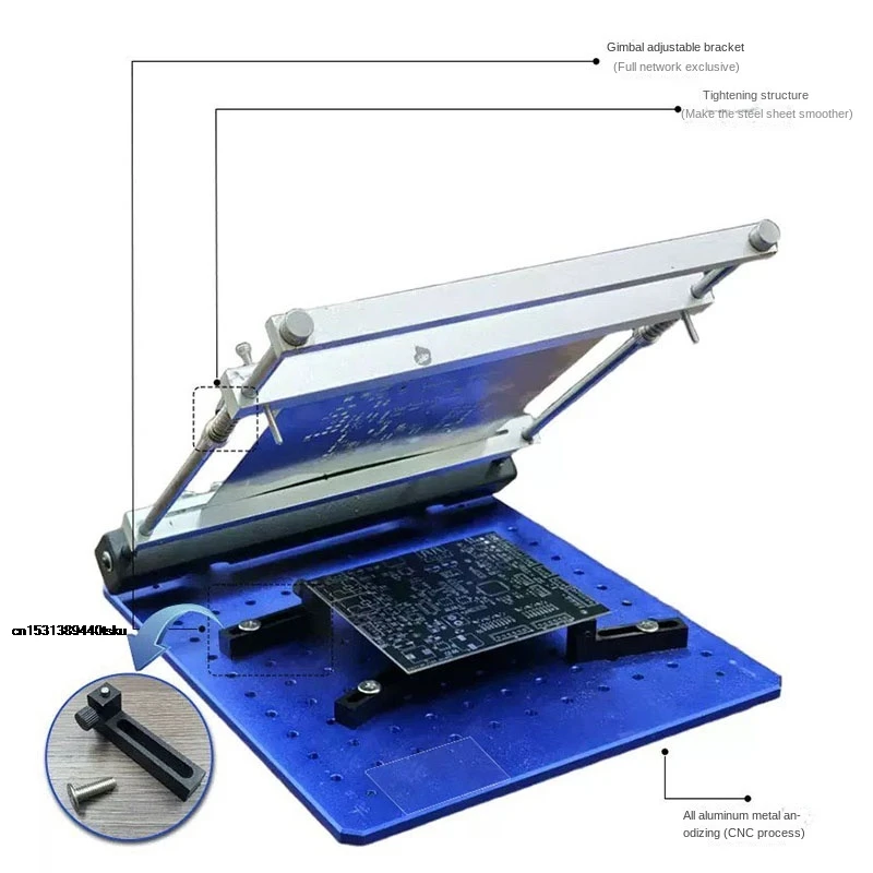 170x170mm Steel Mesh PCB Solder Paste Printing Table Precision Manual Screen Printing Workbench for Circuit Board Processing