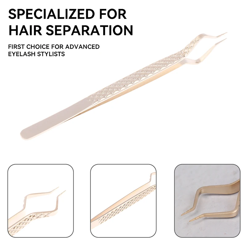 Anti-Static สแตนเลสสตีลแหนบความแม่นยําสูงทองโค้งตรงขนตาพัดลมแหนบคิ้วเล็บเครื่องมือแต่งหน้า