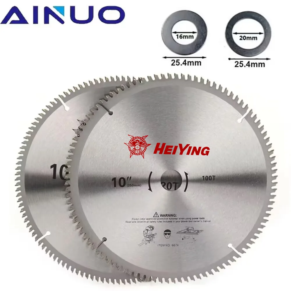 10-calowe brzeszczoty do pił tarczowych Brzeszczot do piły do ​​drewna Tarcza tnąca do obróbki drewna Cięcie aluminium z okrągłym pierścieniem 16/20 mm