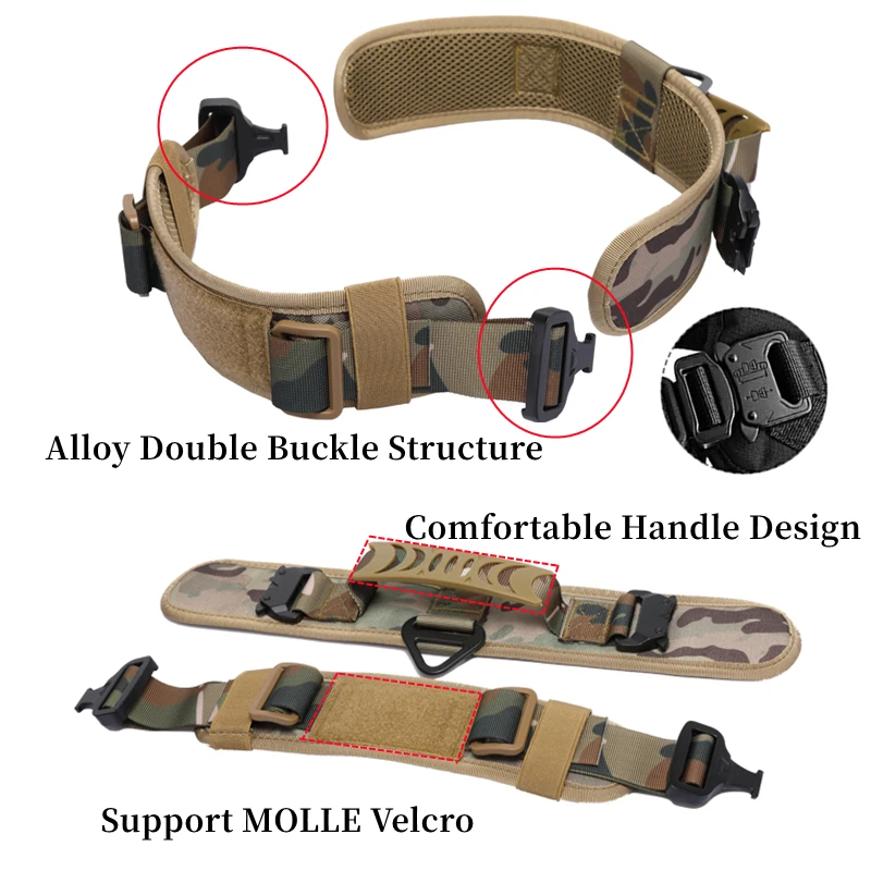 Verstellbares taktisches Hundehalsband aus Metall mit doppelter Schnalle, luxuriöses Designer-Trainingshalsband für mittelgroße und große Hunde – Detail 9