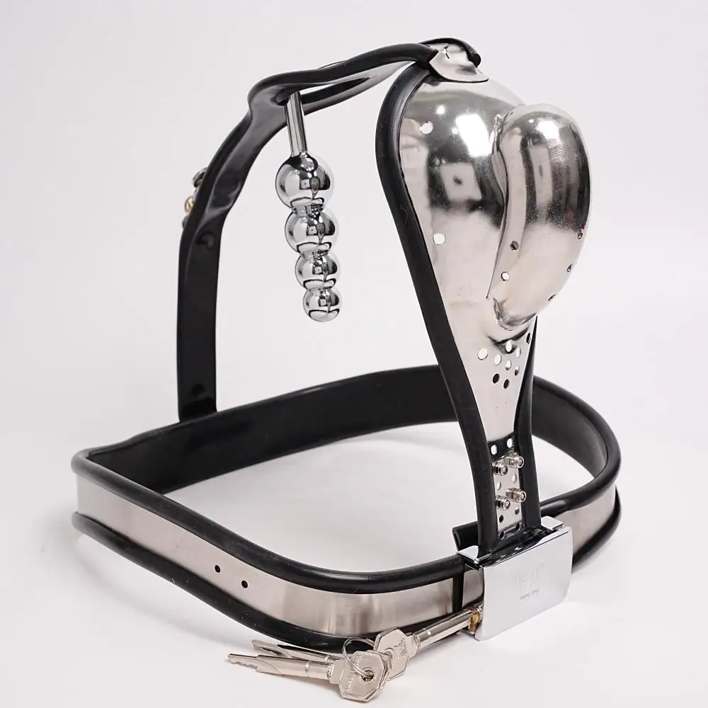 Manyjoy الفولاذ المقاوم للصدأ حزام العفة الذكور مع 4-الكرة المكونات الشرج الخرز الملابس الداخلية درع قفل حماية جهاز BDSM الجنس لعب الرجال