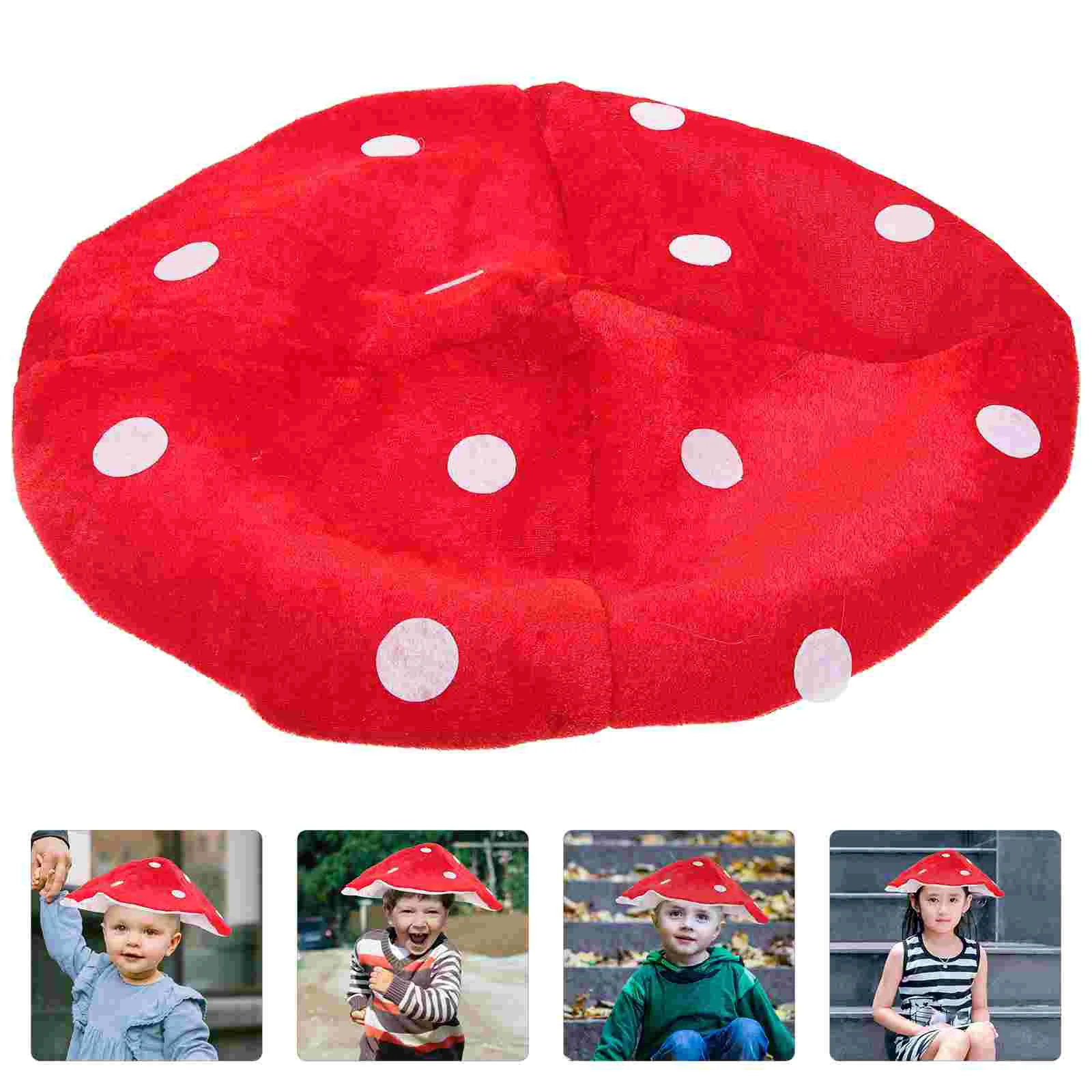 Imaginative Play Accessory Mushroom Hat Costume Clothing Funny for Kids Hats Shaped White and Red Unique