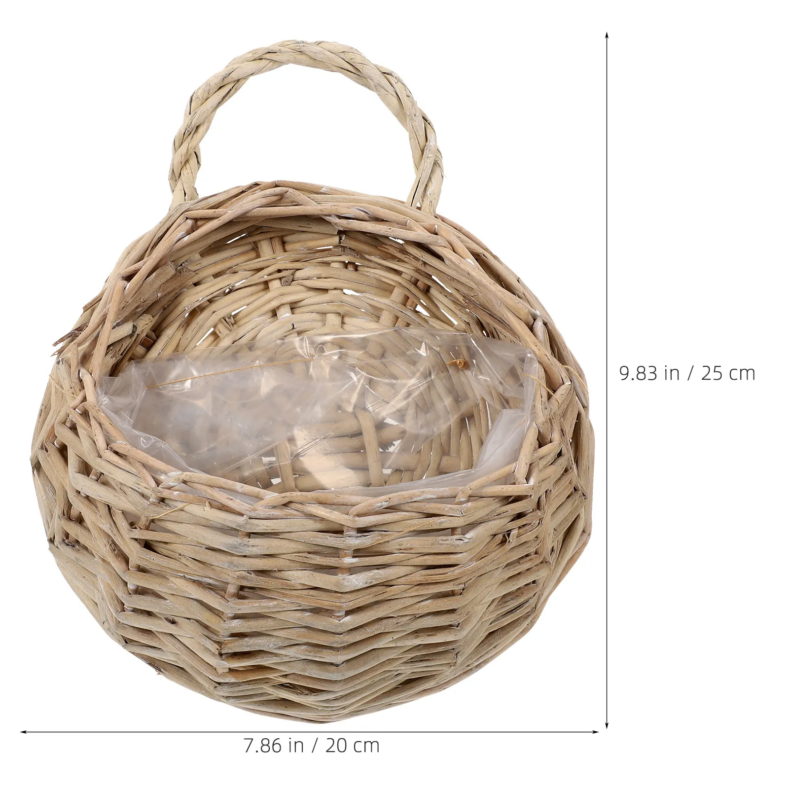 2Pcs Handmade Wicker Wall Storage Basket Rattan Hanging Planter Rustic Boho Wall Decor Indoor Plant Holder Balcony Plant Display