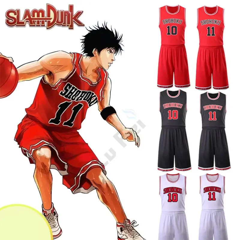 Anime Shohoku School Basketball Team Jersey 1-15 Cosplay Costume Sakuragi Hanamichi Kaede Rukawa Tops Shirt Sports Wear Uniform