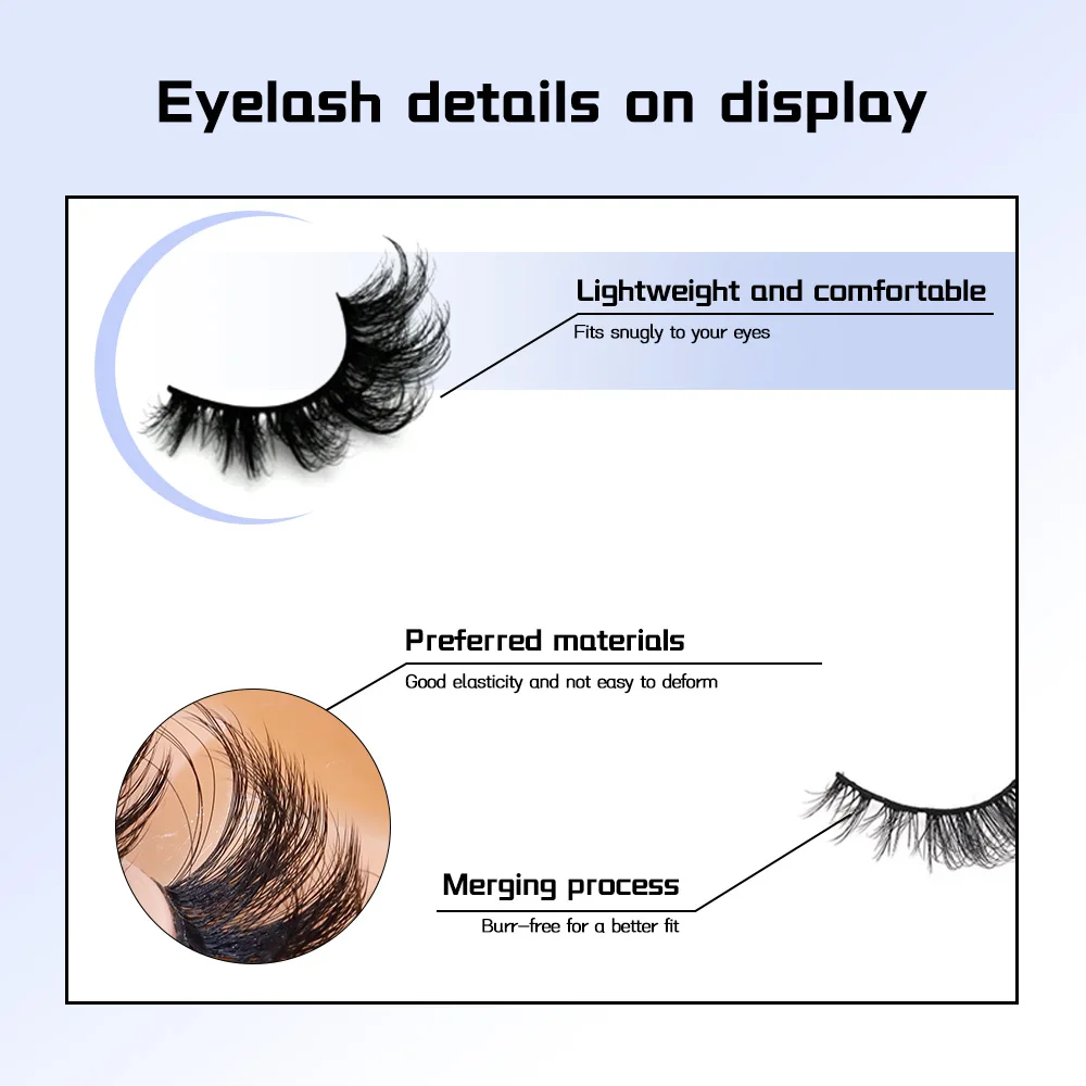 20 pares de cílios postiços pretos naturais fofos peludos cílios para festa diária