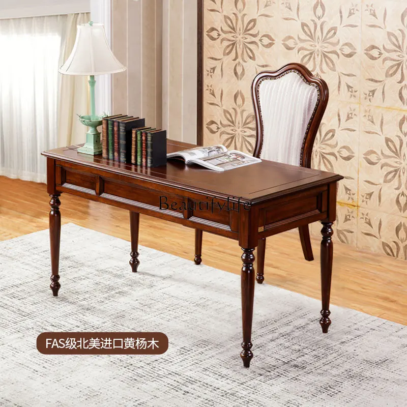 American retro solid wood desk all solid wood American rural small apartment study home
