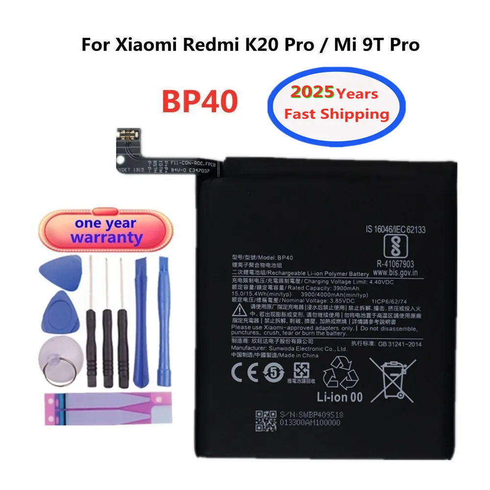 2025 Years BP40 Battery For Xiaomi Mi 9T Pro / Redmi K20 Pro Mi9T Pro 4000mAh Replacement Phone Battery + Tools