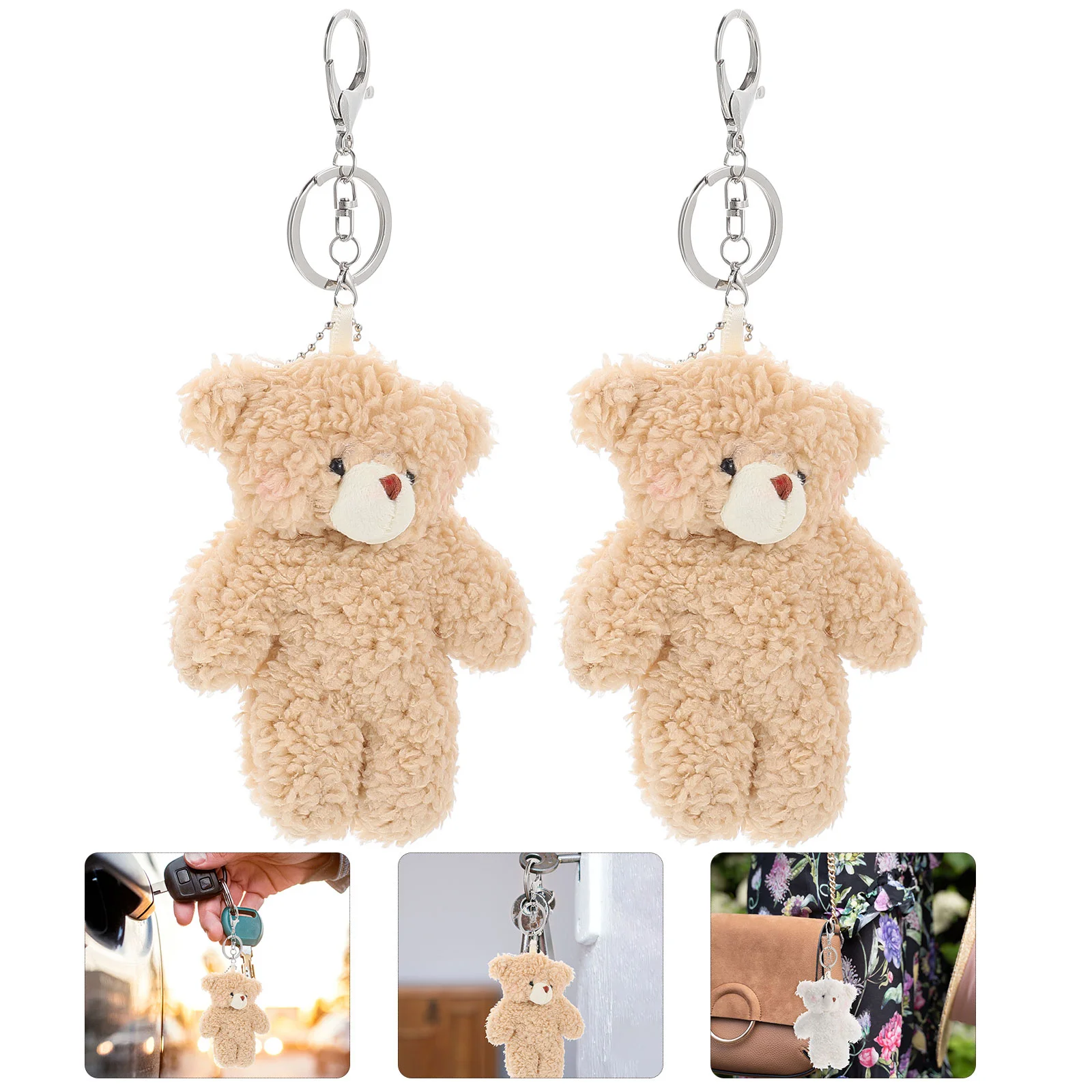 2 Pcs Bear Keychain Keychains for Kids Stuffed Animal Women Party Favors Plush The