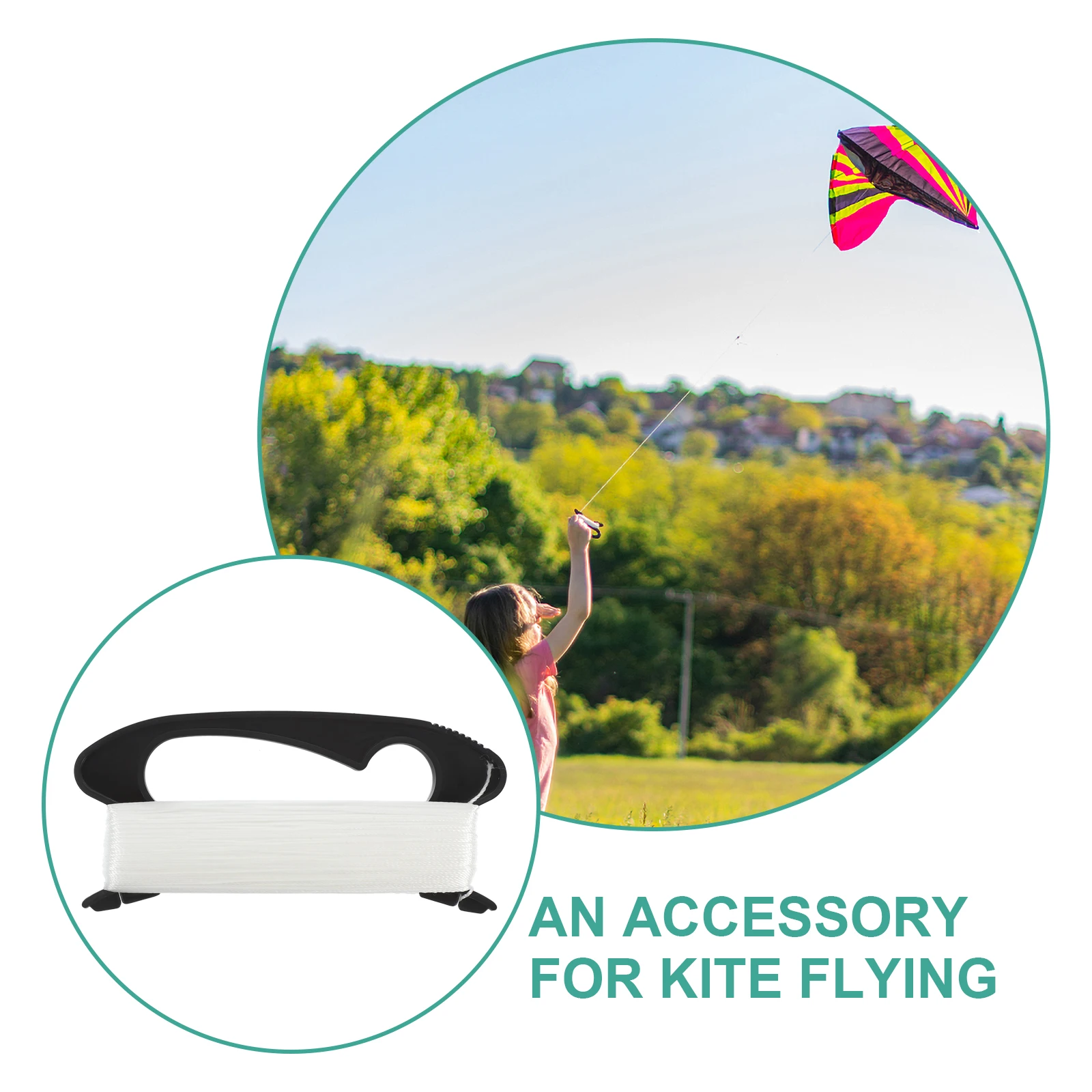 Opwindplaat Vliegerspoel met lijn Buitensportgereedschap Handleiding Accessoires Zwart