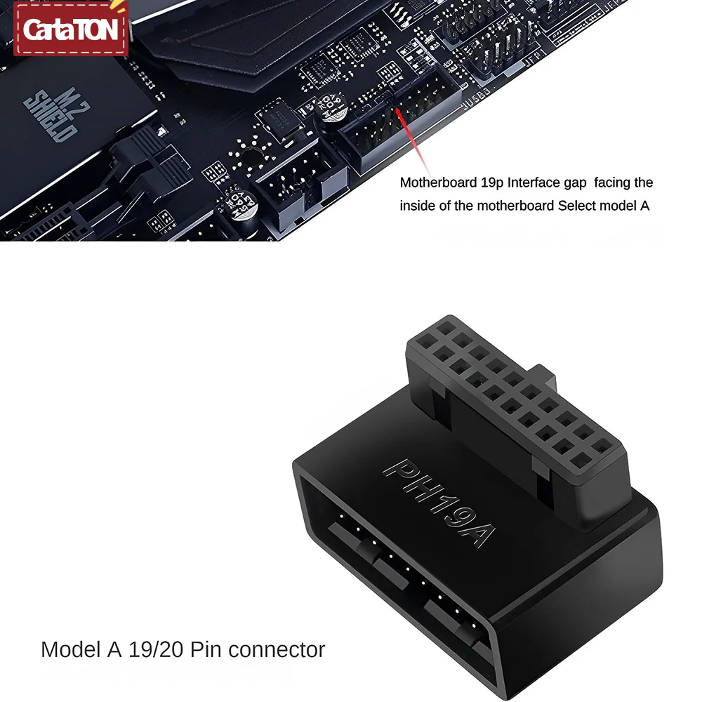 Right Angle USB 3.0 19/20-Pin Male to Female Adapter Motherboard 90-Degree Turn Connector for PC Streamlined Cable Management