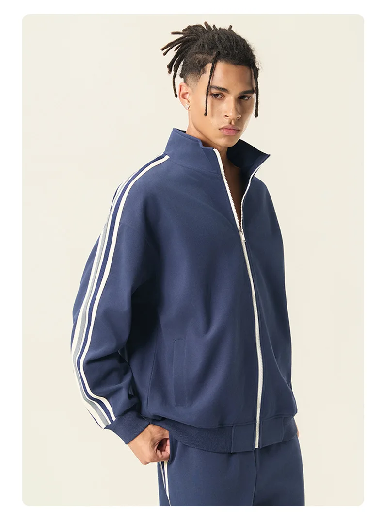 2026 Style Men's Hoodie Set Double Rod Loose Long Sleeve Casual Sports Loose Fit Ins Couples Match Long Pants view 4