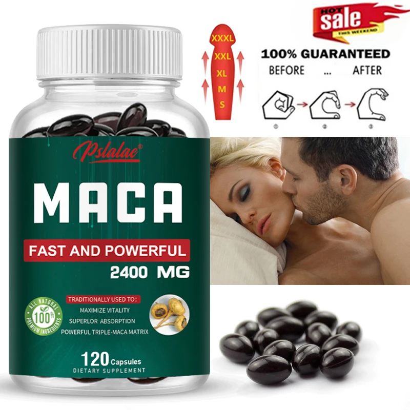 Organic Black Maca Extract 2400Mg - Builds Muscle Mass, Improves Endurance, Balances Hormones, Promotes A Relaxing Mood, Non-GMO