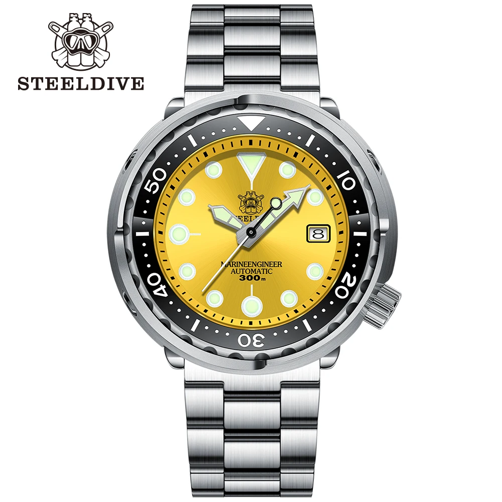 Steeldive SD1975 Candy Color Dial Ceramic Bezel 30ATM  Stainless Steel NH35 Tuna Mens  Automatic   Waterproof Seiko  Dive Watch