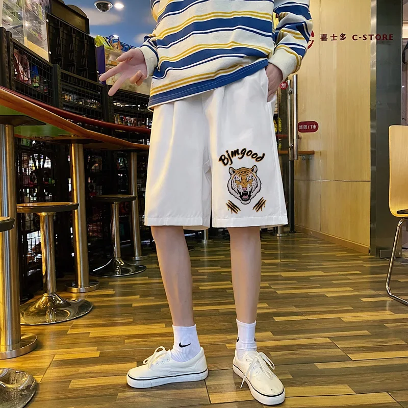 Men's Casual Shorts Loose Black Male Short Pants Tiger Print Mens Joggers Short Summer Casual Wear 5XL Knee Length Pant for Men