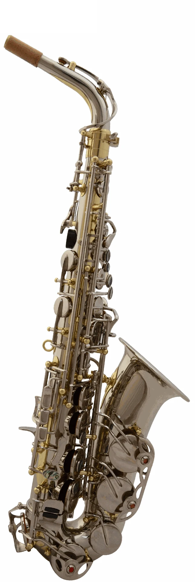 Advanced professional Eb alto bright nickel varnished keys white brass saxophone SAX