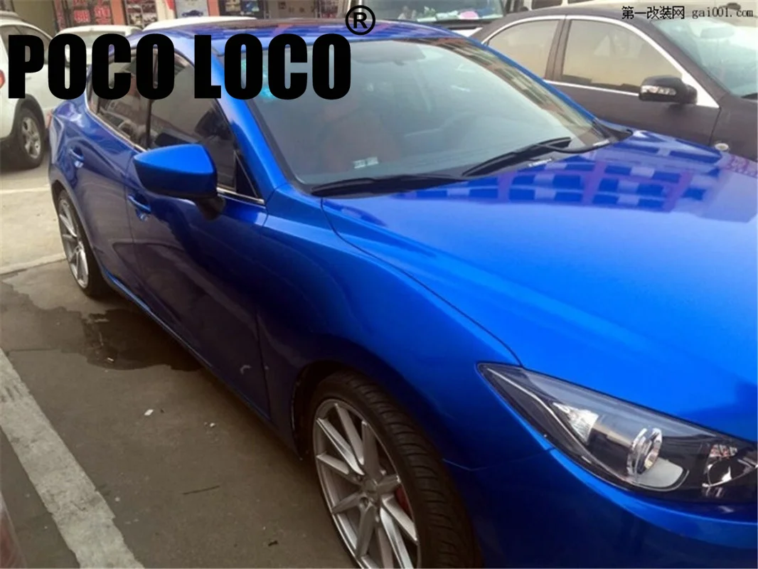 Candy Blue Glossy Metallic Vinyl Wrap Car Sticker Vehicle Wraps For Motorcycle Bicycle Decal