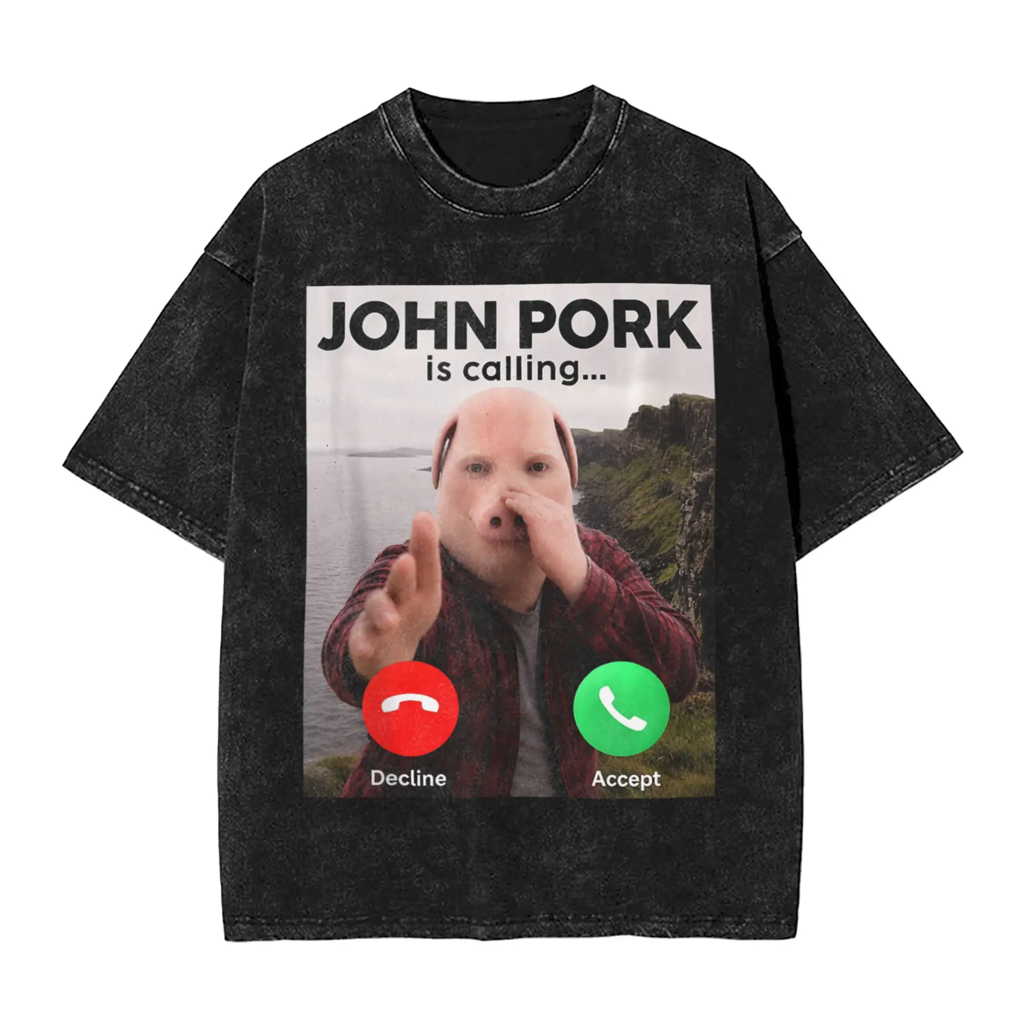 Funny John Pork is Calling Scuba Dance Brainrot Meme T-Shirt Men Crazy Cotton Tee Shirt O Neck Short Sleeve T Shirts Summer Tops