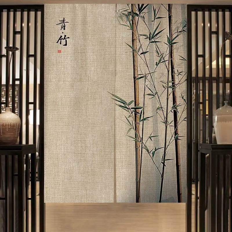 Chinese Style Door Curtain Partition Zen Style Hanging Curtain Home Living Room Decoration Cloth Curtain Bedroom Curtain ZG229