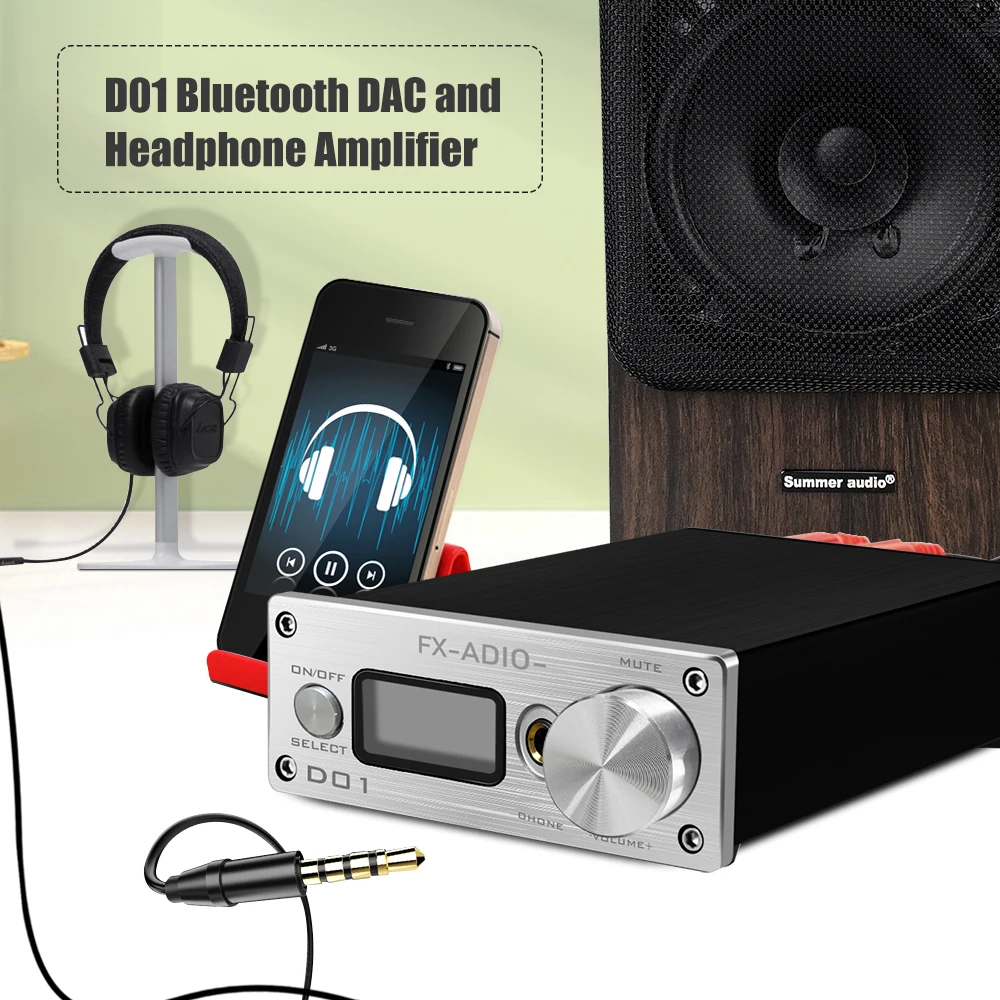 Fx-audio D01 dekoder DAC Bluetooth 5.0 USB ES9038Q2M wzmacniacz słuchawkowy 32Bit 768kHz DSD512 XU208 wzmacniacze wyjście liniowe Audio DAC