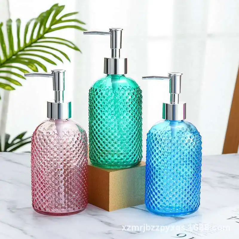 Bottled Soap Dispenser, 2 Glass Soap Dispenser with Stainless Steel Pump, Liquid Lotion Hand Soap Dispenser 330ml