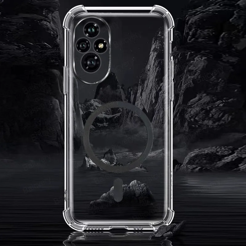 Phone Case Funda Coque For Honor 200 ELI-AN00 / 200 Pro ELP-AN00 Clear Transparent Back Cover With Magnetic Sticker