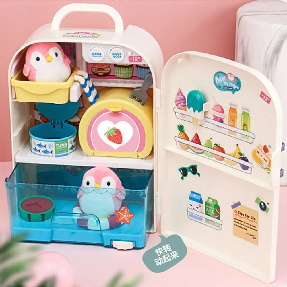 

Cartoon Children's Refrigerator Toys DIY Music Penguin Refrigerator Home Toys Model Crafts Pretend Play Simulation Pretend Play