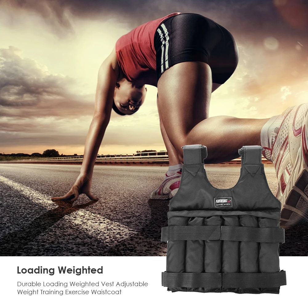 Durable Loading Weighted Vest 50kg Adjustable Weight Training Exercise Waistcoat Jacket Sand Clothing Boxing Fitness Equipment