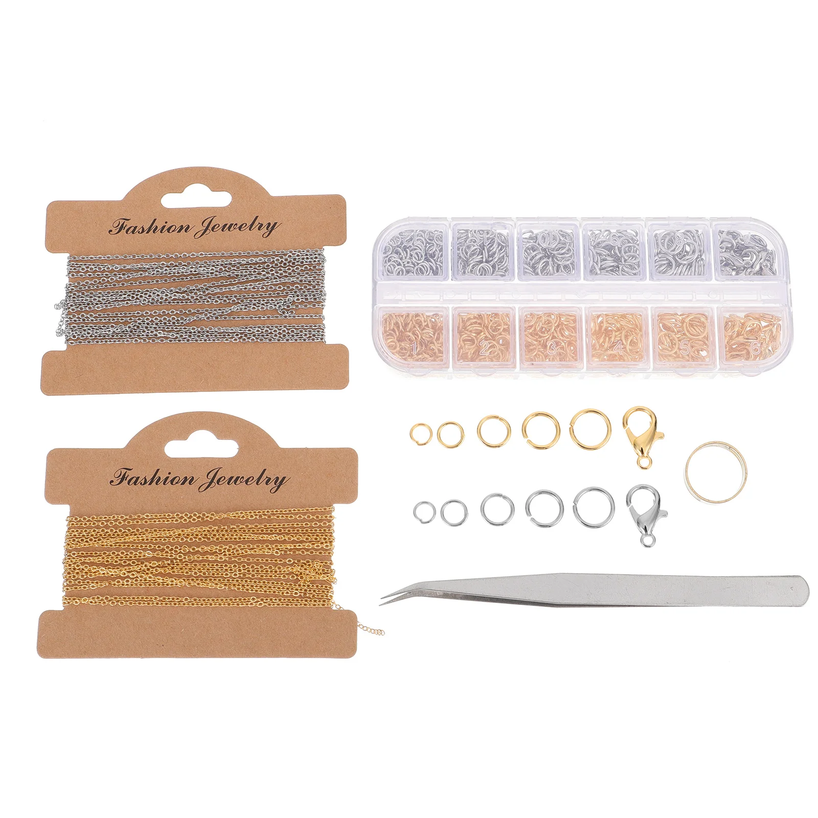 

1.5mm Copper-clad Iron Chain 3M Gold White K Color Open Rings Lobster Clasps DIY Jewelry Craft Supplies Metal Tweezers Bracelet