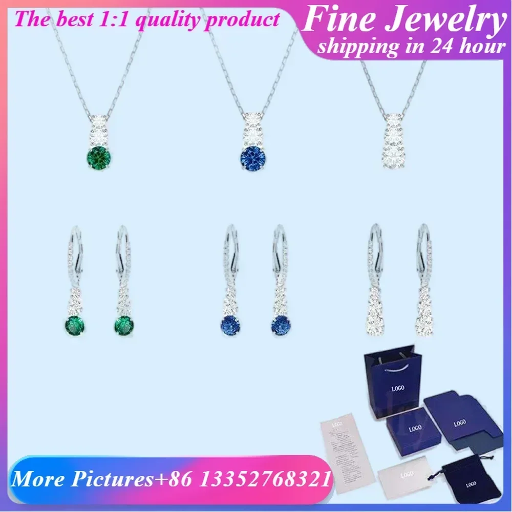 New Fashion Style Charm Trilogy Round Necklace Three Piece Set Unique Round Crystal Full Match Jewelry Exquisite High End Gift