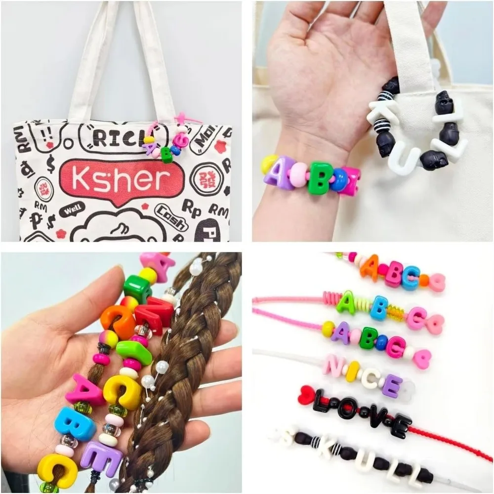 10PCS Manik-manik Huruf Warna-warni 26 Huruf DIY Huruf Inggris A-Z Perlengkapan Pembuatan Perhiasan DIY Lubang Besar Warna Campur Aksesoris Gantung Kustom