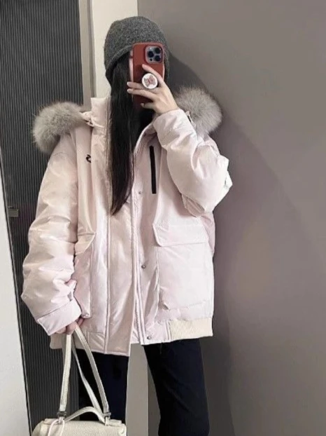 

Winter New Women's Down Cotton Jacket Commuting Windproof Hooded Work Clothes Parker