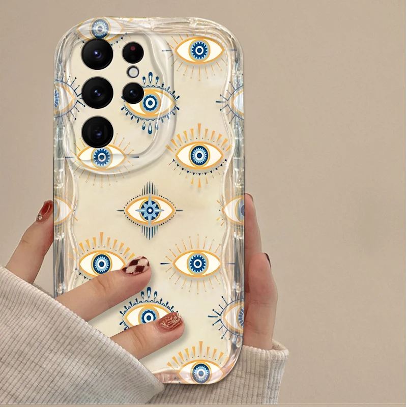 Moon Sun God Eyes Graphic Soft Phone Case For Samsung Galaxy S25 S24 Ultra S23 S22 S21 S20 Plus FE A56 A36 A26 Shockproo Cover