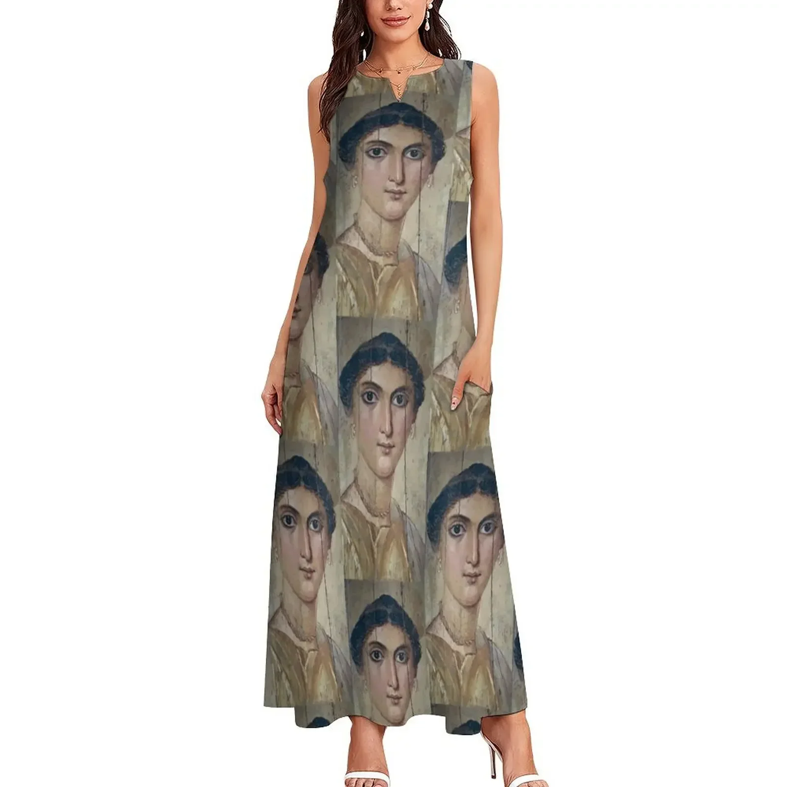 فايوم مومياء صورة امرأة مصر القديمة فستان طويل فساتين الصيف مساء فستان المرأة