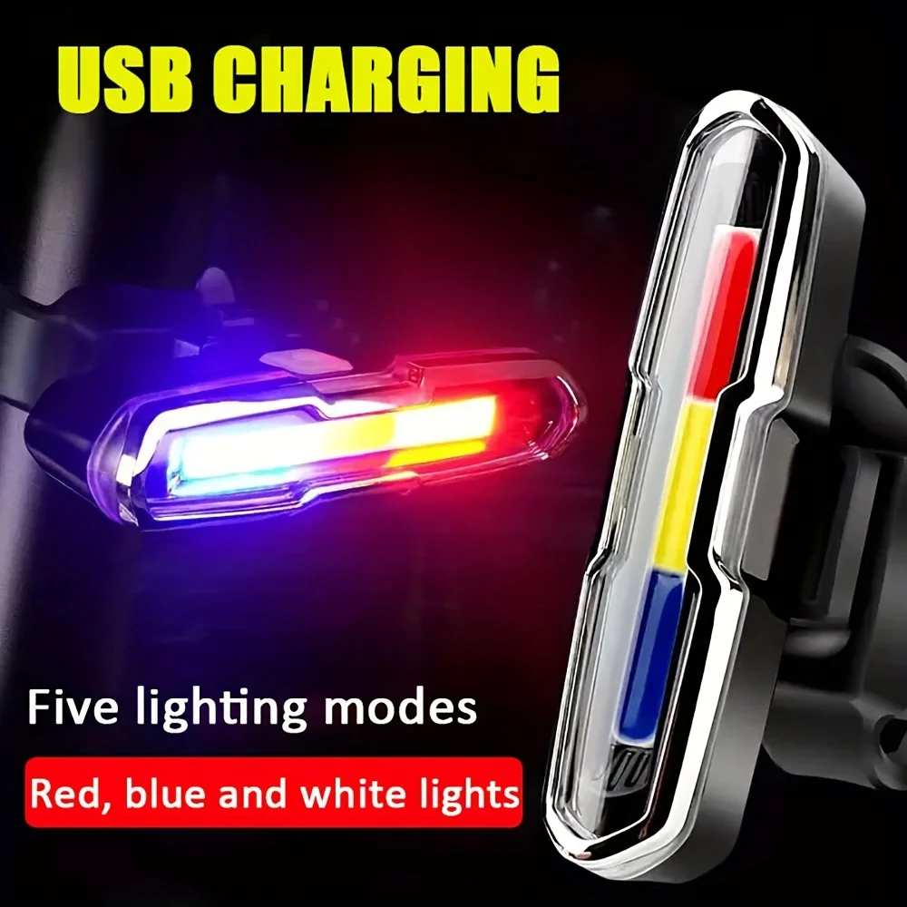 Usb Charging Waterproof Car Lights, Off-road Bicycle Taillights, Tri Color Night Riding Warning Lights, Outdoor Cycling Equipmen