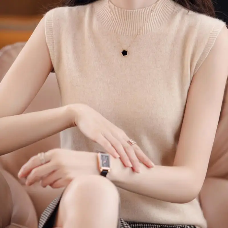 

Ele Ladies Svel Knitted Vest 2025 New Sle Slim Fit Collar Other Material 00% Spring Collection