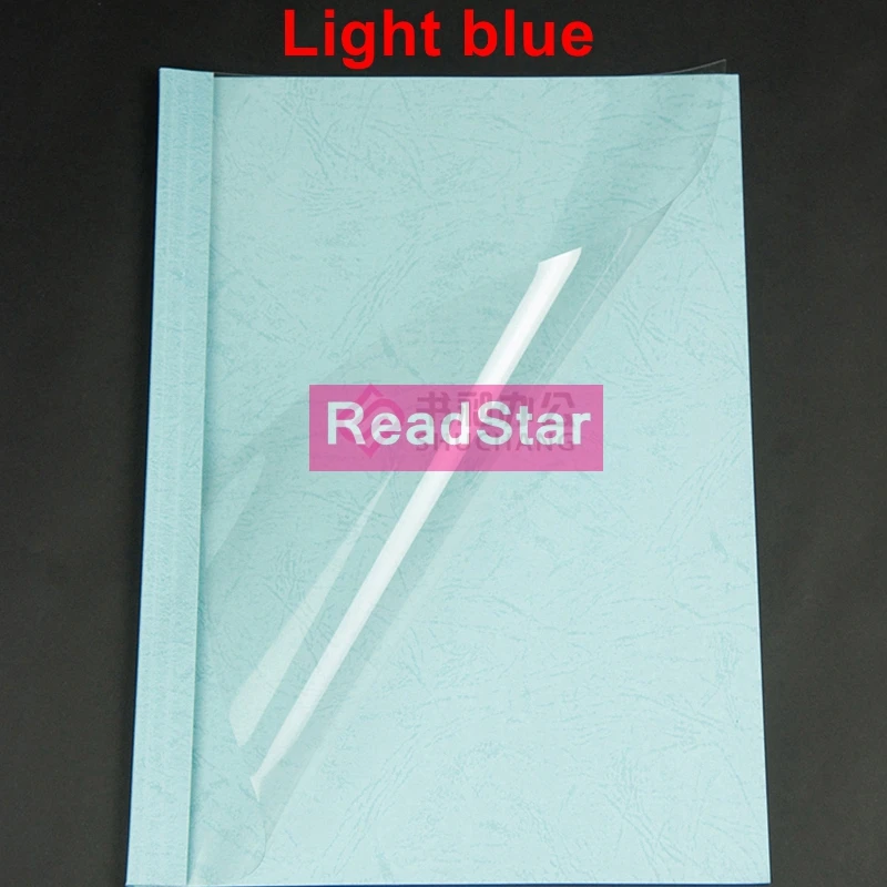 10PCS/BAG ReadStar clear face Light Blue bottom thermal binding cover A4 1-50mm(1-180sheets) Transparent binding cover