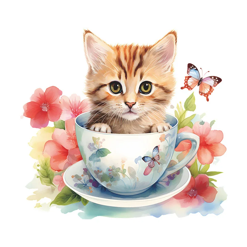 Linda taza de té pegatina de pared de flores decoración del baño de baño de baño de baño decoración del hogar decoración del armario autoadhesivo calcomanías