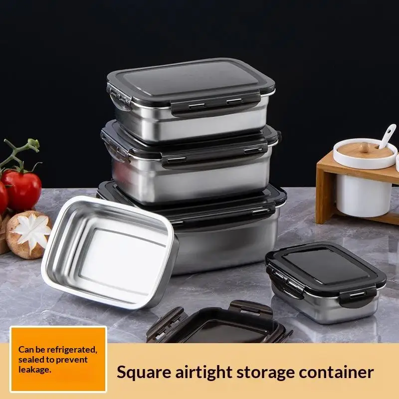 Stainless Steel Food Organization Box Durable Airtight Sealed Lid Container for Home Kitchen Healthy Meal Prep