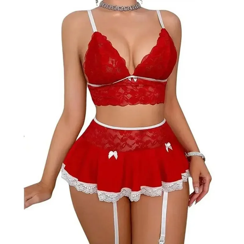 Sexy Lingerie Seamless Underwear Fancy Women Erotic Outfit Open Bra Fantasy Mini Skirt Garter Set  Cosplay Costumes Women image 4