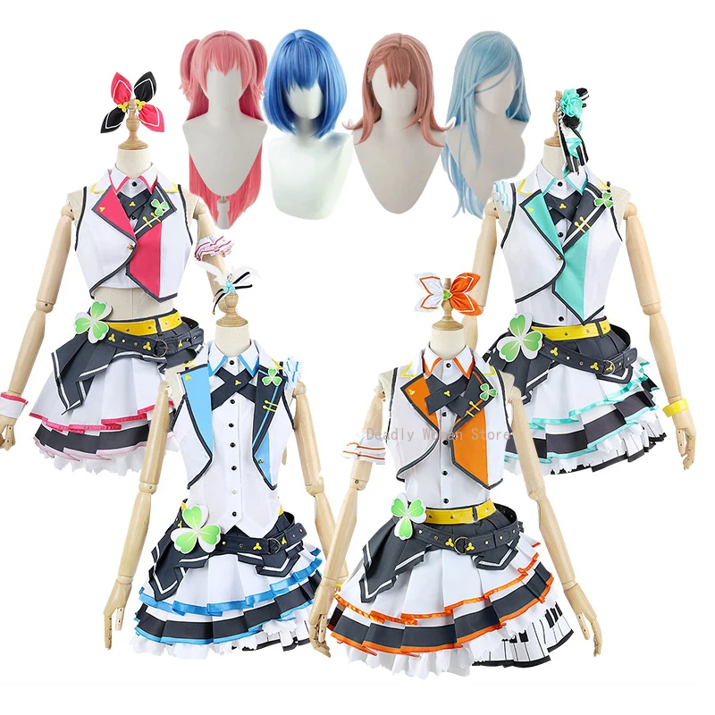 Em estoque hanasato minori kiritani haruka hinomori shizuku momoi airi cosplay vestido anime pjsk mmj traje peruca para mulher